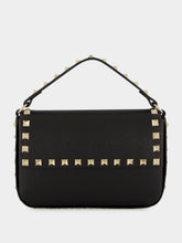 Valentino Garavani Black Rockstud Grainy Leather Pouch