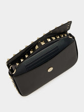 Valentino Garavani Black Rockstud Grainy Leather Pouch