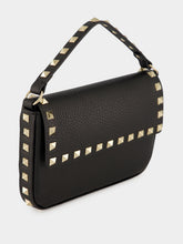 Valentino Garavani Black Rockstud Grainy Leather Pouch