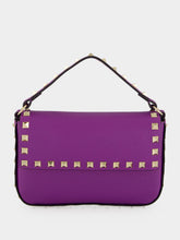 Valentino Garavani Violet Rockstud Grainy Leather Pouch