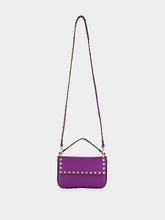 Valentino Garavani Violet Rockstud Grainy Leather Pouch