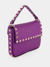 Valentino Garavani Violet Rockstud Grainy Leather Pouch