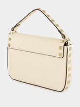 Valentino Garavani Light Ivory Rockstud Grainy Leather Pouch