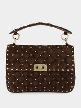 Valentino Garavani Ebony Rockstud Spike Medium Suede Bag
