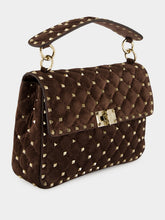 Valentino Garavani Ebony Rockstud Spike Medium Suede Bag