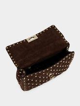 Valentino Garavani Ebony Rockstud Spike Medium Suede Bag