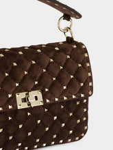 Valentino Garavani Ebony Rockstud Spike Medium Suede Bag
