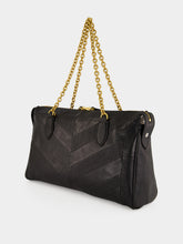 Valentino Garavani Black Panthea Chevron Nappa Leather Shoulder Bag