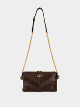 Valentino Garavani Ebony Panthea Small Leather Chevron Shoulder Bag