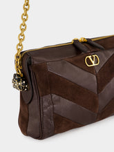 Valentino Garavani Ebony Panthea Small Leather Chevron Shoulder Bag