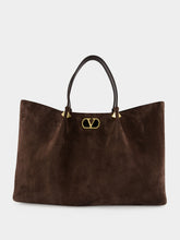 Valentino Garavani Ebony Large Soft Suede Shopping Bag