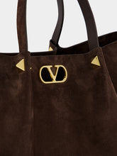 Valentino Garavani Ebony Large Soft Suede Shopping Bag