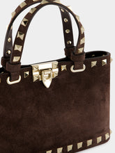 Valentino Garavani Ebony Rockstud Mini Suede Shopping Bag