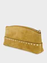 Valentino Garavani Havana Beige Rockstud Suede Clutch
