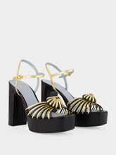Valentino Garavani Black and Gold Coeur Royal 115 Sandals