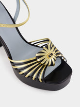 Valentino Garavani Black and Gold Coeur Royal 115 Sandals