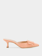 Manolo Blahnik Maysale Light Pink Suede Kitten Heel Mules