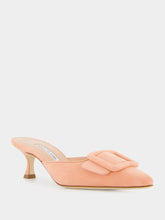 Manolo Blahnik Maysale Light Pink Suede Kitten Heel Mules