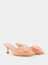 Manolo Blahnik Maysale Light Pink Suede Kitten Heel Mules