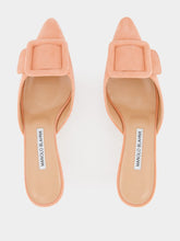 Manolo Blahnik Maysale Light Pink Suede Kitten Heel Mules