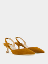 Manolo Blahnik Carolyne Brown Suede Slingback Pumps