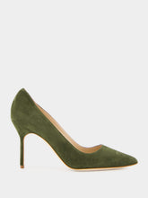 Manolo Blahnik Bb Green Suede Pointed Toe Pumps