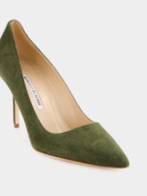 Manolo Blahnik Bb Green Suede Pointed Toe Pumps