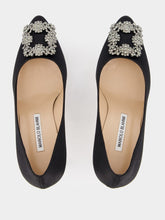 Manolo Blahnik Hangisi Black Jewel Buckle Satin 90mm Pumps