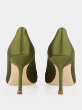 Manolo Blahnik Olive Hangisi 90 Satin Jewel Pumps
