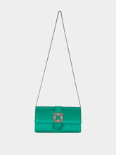 Manolo Blahnik Green Capri Satin Buckle Clutch