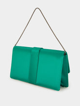 Manolo Blahnik Green Capri Satin Buckle Clutch