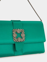 Manolo Blahnik Green Capri Satin Buckle Clutch