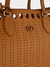 Valentino Garavani Cuoio Brown Perforated Leather Tote Bag