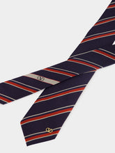 Valentino Garavani Navy and Burgundy Jacquard Regimental Silk Tie