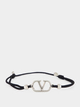 Valentino Garavani Black and Silver VLogo Bracelet