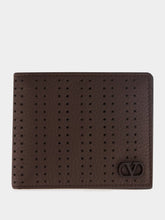 Valentino Garavani Dark Brown Perforated Leather Wallet