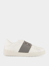 Valentino Garavani White and Grey Calfskin Open Sneakers