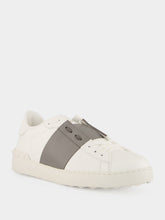 Valentino Garavani White and Grey Calfskin Open Sneakers
