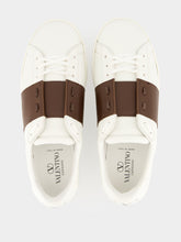 Valentino Garavani White and Brown Open Royco Nappa Leather Trainers