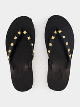 Valentino Garavani Black Rockstud Leather Flip-Flops