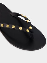Valentino Garavani Black Rockstud Leather Flip-Flops