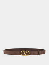 Valentino Garavani Brown VLogo Signature Suede Belt