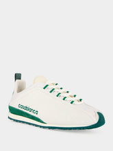 Casablanca White and Green Khopesh Leather Sneakers