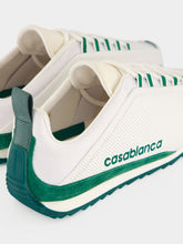 Casablanca White and Green Khopesh Leather Sneakers
