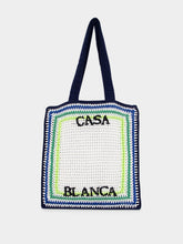 Casablanca White Crochet Stripe Tote Bag