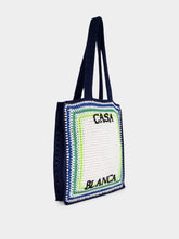 Casablanca White Crochet Stripe Tote Bag