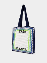 Casablanca White Crochet Stripe Tote Bag