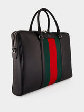 Gucci Black Leather Mega Web Medium Briefcase