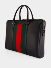 Gucci Black Leather Mega Web Medium Briefcase