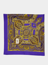 Saint Laurent Blue and Yellow Paisley Silk Twill Scarf